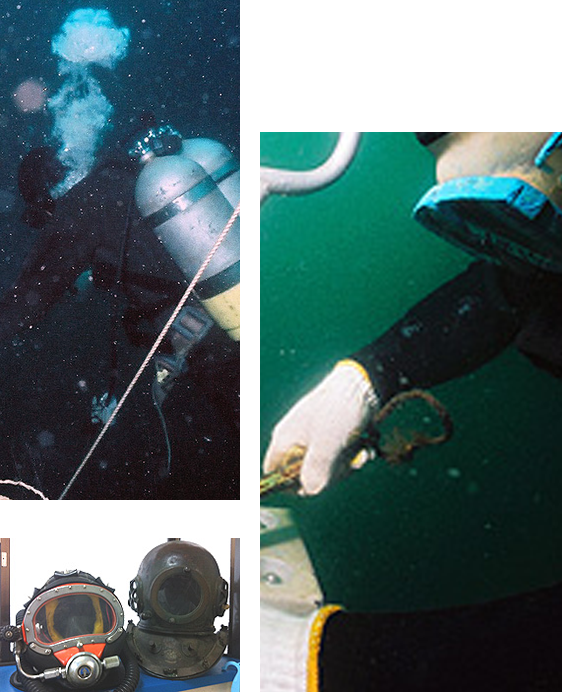 水中作業を行うアクアスペースの潜水士